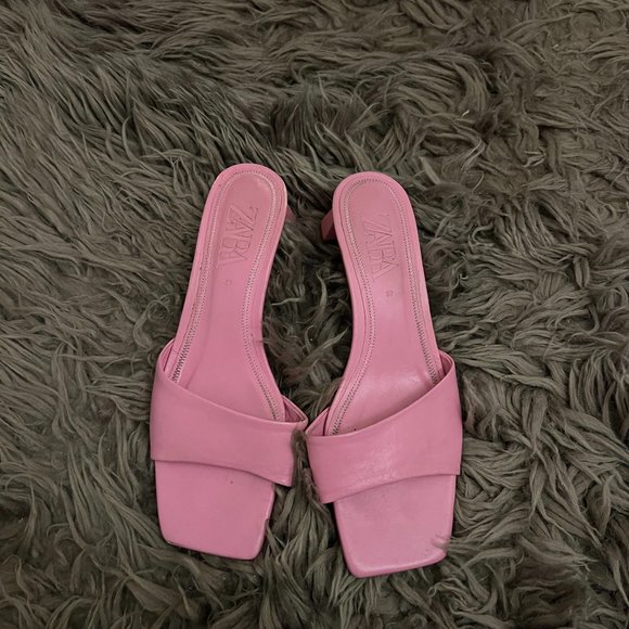 Zara Shoes - Pink Zara Sandals Slides Kitten Heels Size 39